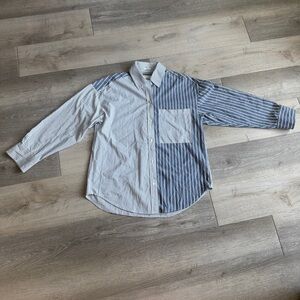 Abercrombie and Fitch Striped Two-Tone Blue Button-Up Oversized Shirt S